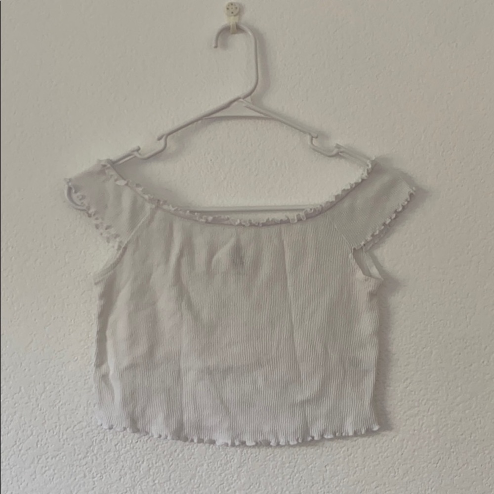 White Off-Shoulder Crop Top
